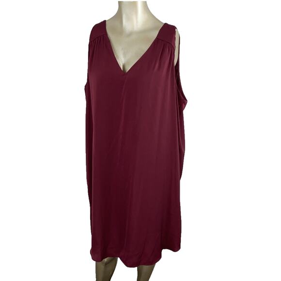 Old Navy Maroon Tie Back Satin Shift Dress Women XL Sleeveless - Picture 1 of 7